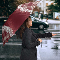 Hawaii Aloha Plumeria Lei Scarlet Palaka Umbrella - Polynesian Pride
