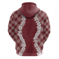 Hawaii Aloha Plumeria Lei Scarlet Palaka Zip Hoodie - Polynesian Pride