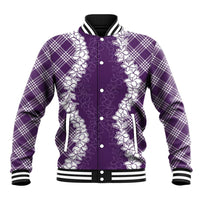Hawaii Aloha Plumeria Lei Violet Palaka Baseball Jacket - Polynesian Pride