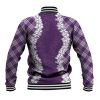 Hawaii Aloha Plumeria Lei Violet Palaka Baseball Jacket - Polynesian Pride