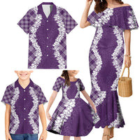 Hawaii Aloha Plumeria Lei Violet Palaka Family Matching Mermaid Dress and Hawaiian Shirt LT7 - Polynesian Pride