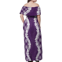 Hawaii Aloha Plumeria Lei Violet Palaka Family Matching Off Shoulder Maxi Dress and Hawaiian Shirt LT7 - Polynesian Pride