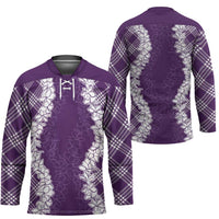 Hawaii Aloha Plumeria Lei Violet Palaka Hockey Jersey - Polynesian Pride