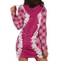 Hawaii Aloha Plumeria Lei Fuschia Palaka Hoodie Dress - Polynesian Pride