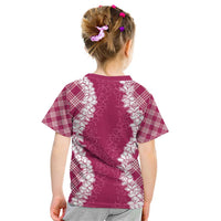 Hawaii Aloha Plumeria Lei Fuschia Palaka Kid T Shirt - Polynesian Pride