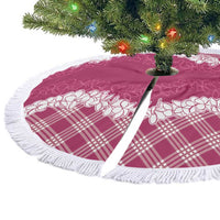 Hawaii Aloha Plumeria Lei Fuschia Palaka Tree Skirt - Polynesian Pride