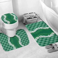 Hawaii Aloha Plumeria Lei Green Palaka Bathroom Set - Polynesian Pride