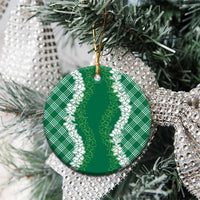 Hawaii Aloha Plumeria Lei Green Palaka Ceramic Ornament - Polynesian Pride