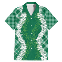 Hawaii Aloha Plumeria Lei Green Palaka Family Matching Mermaid Dress and Hawaiian Shirt LT7 Dad's Shirt - Short Sleeve Green - Polynesian Pride