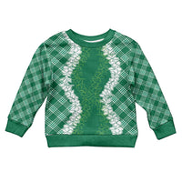 Hawaii Aloha Plumeria Lei Green Palaka Kid Ugly Christmas Sweater LT7 Kid Green - Polynesian Pride