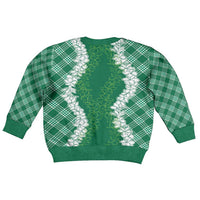 Hawaii Aloha Plumeria Lei Green Palaka Kid Ugly Christmas Sweater LT7 - Polynesian Pride