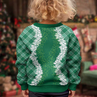 Hawaii Aloha Plumeria Lei Green Palaka Kid Ugly Christmas Sweater LT7 - Polynesian Pride