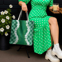 Hawaii Aloha Plumeria Lei Green Palaka Tote Bag - Polynesian Pride