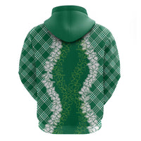 Hawaii Aloha Plumeria Lei Green Palaka Zip Hoodie LT7 - Polynesian Pride