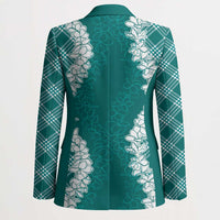 Hawaii Aloha Plumeria Lei Teal Palaka Blazer - Polynesian Pride