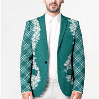 Hawaii Aloha Plumeria Lei Teal Palaka Blazer - Polynesian Pride
