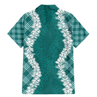 Hawaii Aloha Plumeria Lei Teal Palaka Family Matching Mermaid Dress and Hawaiian Shirt LT7 - Polynesian Pride