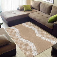 Hawaii Aloha Plumeria Lei Beige Palaka Area Rug - Polynesian Pride