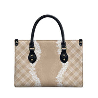Hawaii Aloha Plumeria Lei Beige Palaka Leather Bag - Polynesian Pride