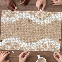 Hawaii Aloha Plumeria Lei Beige Palaka Puzzle - Polynesian Pride