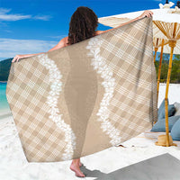 Hawaii Aloha Plumeria Lei Beige Palaka Sarong - Polynesian Pride