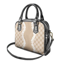Hawaii Aloha Plumeria Lei Beige Palaka Shoulder Handbag - Polynesian Pride