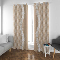 Hawaii Aloha Plumeria Lei Beige Palaka Window Curtain - Polynesian Pride