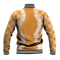 Hawaii Aloha Plumeria Lei Orange Palaka Baseball Jacket - Polynesian Pride