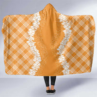 Hawaii Aloha Plumeria Lei Orange Palaka Hooded Blanket LT7 One Size Orange - Polynesian Pride