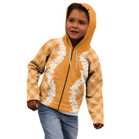 Hawaii Aloha Plumeria Lei Orange Palaka Kid Hoodie - Polynesian Pride