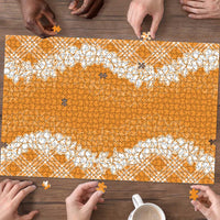 Hawaii Aloha Plumeria Lei Orange Palaka Puzzle - Polynesian Pride