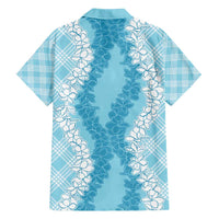 Hawaii Aloha Plumeria Lei Turquoise Palaka Family Matching Off Shoulder Maxi Dress and Hawaiian Shirt LT7 - Polynesian Pride