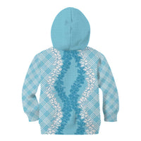 Hawaii Aloha Plumeria Lei Turquoise Palaka Kid Hoodie LT7 - Polynesian Pride