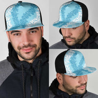 Hawaii Aloha Plumeria Lei Turquoise Palaka Mesh Trucker Cap - Polynesian Pride