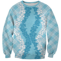 Hawaii Aloha Plumeria Lei Turquoise Palaka Sweatshirt - Polynesian Pride