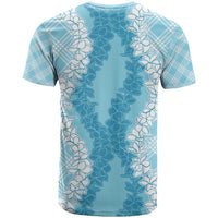 Hawaii Aloha Plumeria Lei Turquoise Palaka T Shirt - Polynesian Pride
