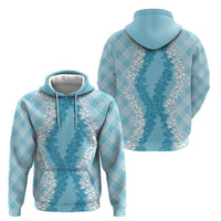 Hawaii Aloha Plumeria Lei Turquoise Palaka Zip Hoodie - Polynesian Pride
