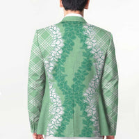 Hawaii Aloha Plumeria Lei Mint Palaka Blazer - Polynesian Pride