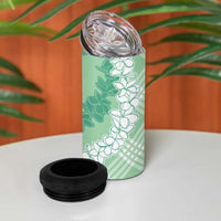 Hawaii Aloha Plumeria Lei Mint Palaka 4 in 1 Can Cooler Tumbler - Polynesian Pride