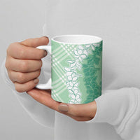 Hawaii Aloha Plumeria Lei Mint Palaka Ceramic Mug - Polynesian Pride