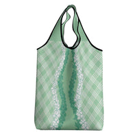 Hawaii Aloha Plumeria Lei Mint Palaka Grocery Bag - Polynesian Pride