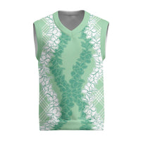 Hawaii Aloha Plumeria Lei Mint Palaka Christmas Knitted V-Neck Vest - Polynesian Pride