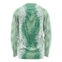 Hawaii Aloha Plumeria Lei Mint Palaka Long Sleeve Shirt - Polynesian Pride