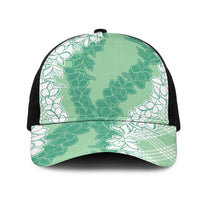 Hawaii Aloha Plumeria Lei Mint Palaka Mesh Trucker Cap - Polynesian Pride