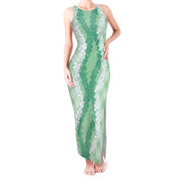 Hawaii Aloha Plumeria Lei Mint Palaka Tank Maxi Dress - Polynesian Pride