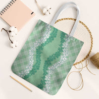 Hawaii Aloha Plumeria Lei Mint Palaka Tote Bag - Polynesian Pride