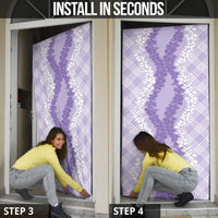 Hawaii Aloha Plumeria Lei Lavender Palaka Door Cover LT7 - Polynesian Pride