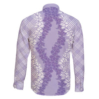 Hawaii Aloha Plumeria Lei Lavender Palaka Family Matching Off Shoulder Short Dress and Hawaiian Shirt LT7 - Polynesian Pride