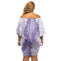 Hawaii Aloha Plumeria Lei Lavender Palaka Family Matching Off Shoulder Short Dress and Hawaiian Shirt LT7 - Polynesian Pride