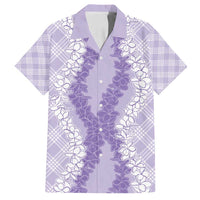 Hawaii Aloha Plumeria Lei Lavender Palaka Family Matching Puletasi and Hawaiian Shirt LT7 Dad's Shirt - Short Sleeve Lavender - Polynesian Pride